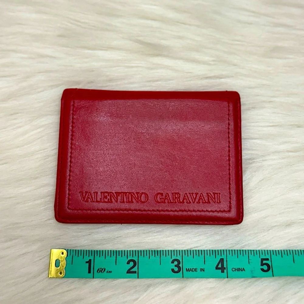VALENTINO GARAVANI - RED LEATHER BIFOLD CARDHOLDER WALLET CASE